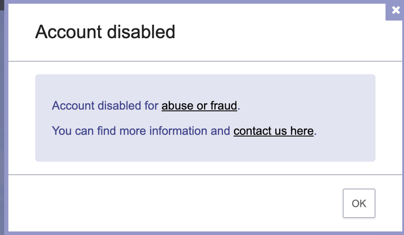 ProtonMail Account Disabled