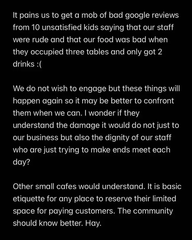 SLO BAR Cafe Kicked Out Ten People Occupying Three Tables And Caused Division In The Community