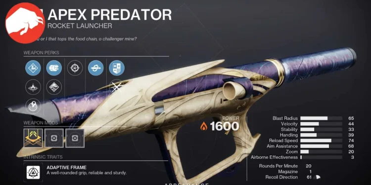 Destiny 2: Essential Guide to Apex Predator Rocket Launcher & Top God Roll Tips